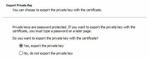 export the private key