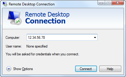 Enter remote desktop window
