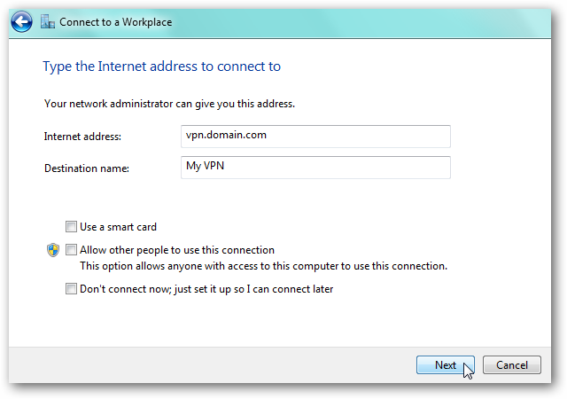 PPTP VPN Server address